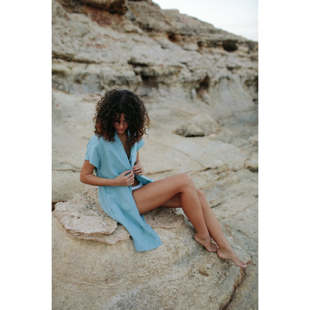 Jovi Linen Dress - Dusty Blue