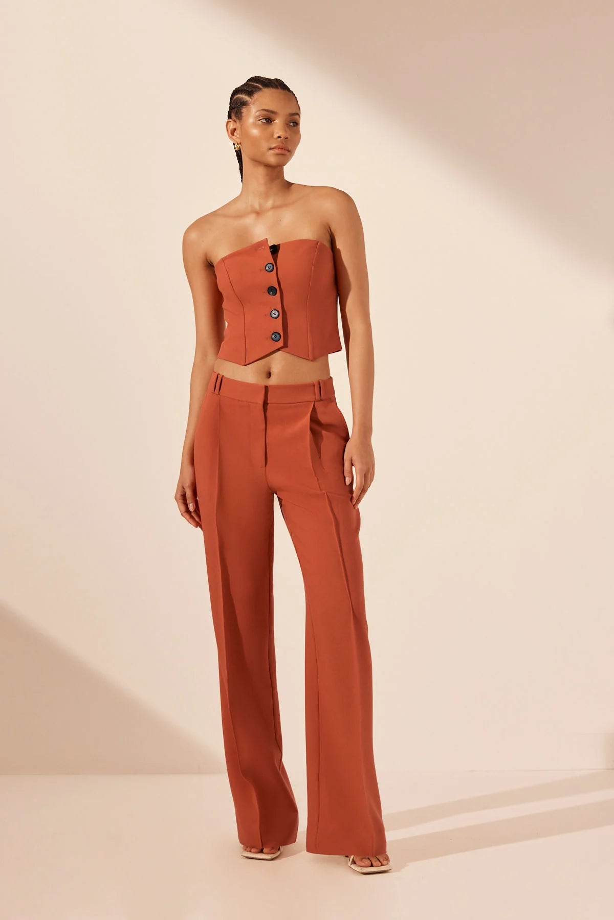 Irena Button Up Bodice - Brick Orange
