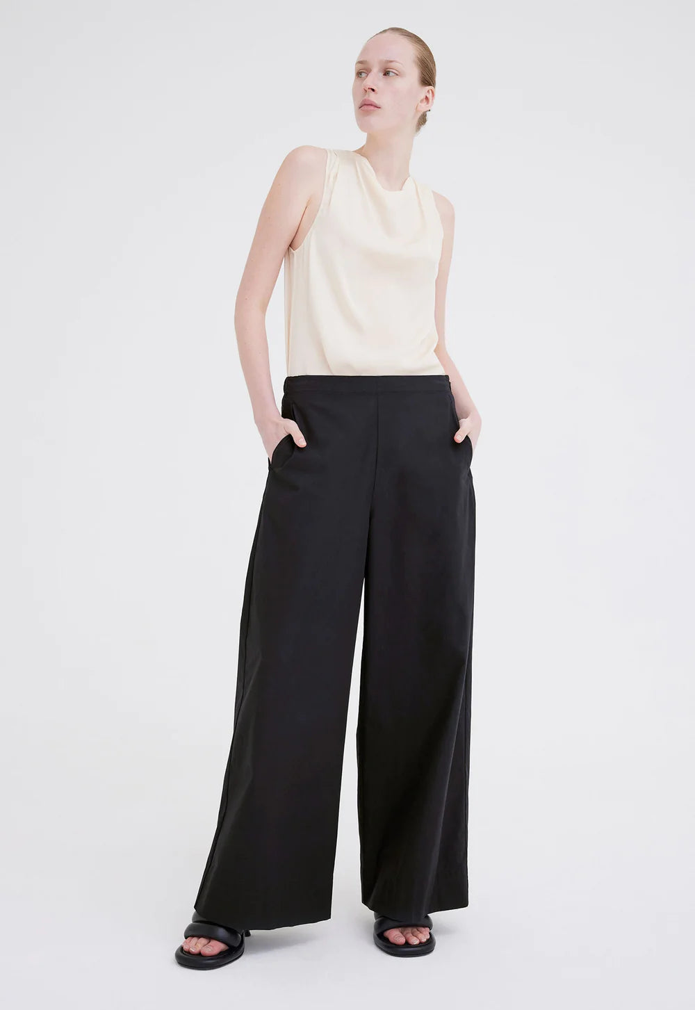 Briar Cotton Wide Leg Pant - Black