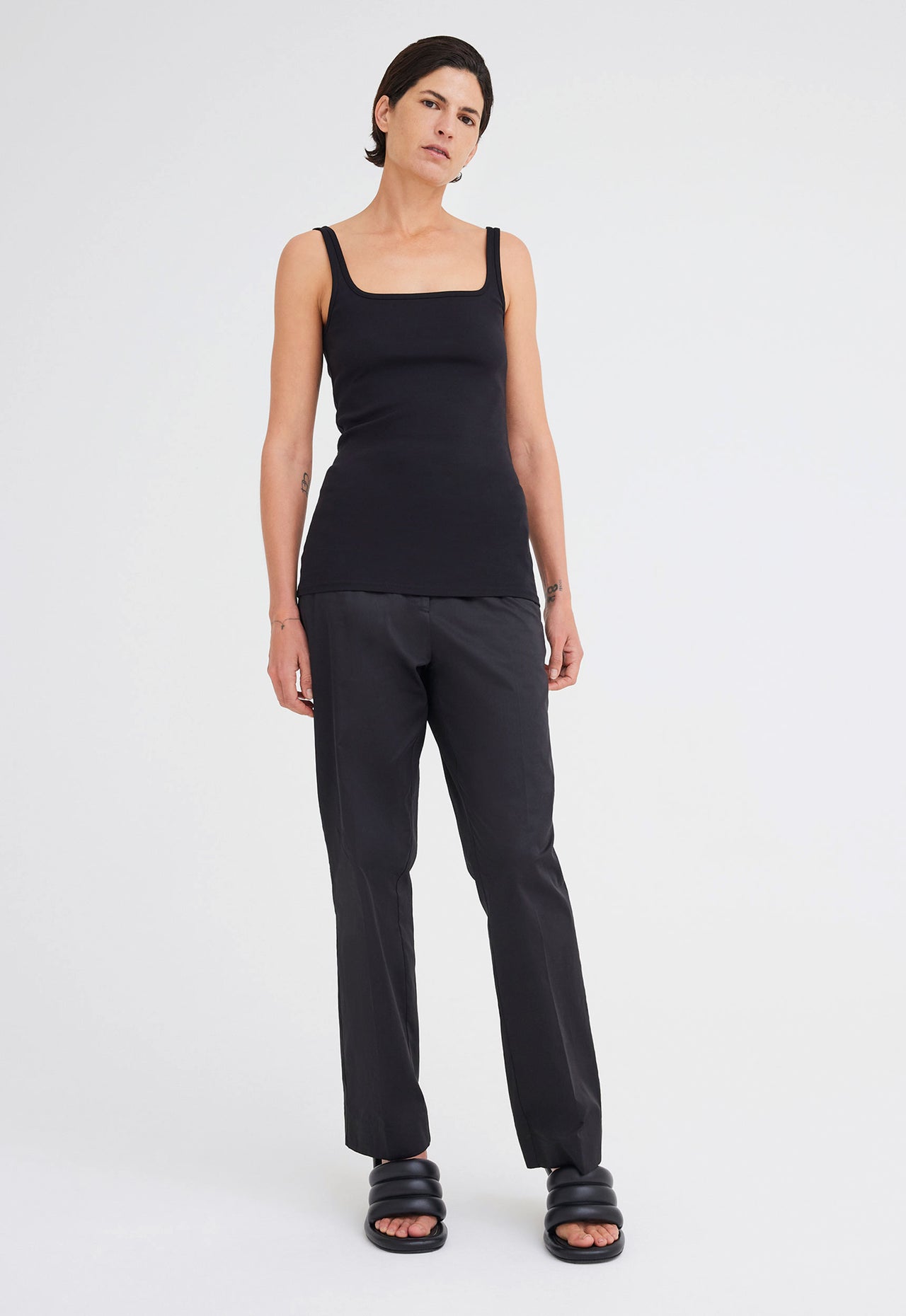 Pete Ribbed Cotton Tank - Black