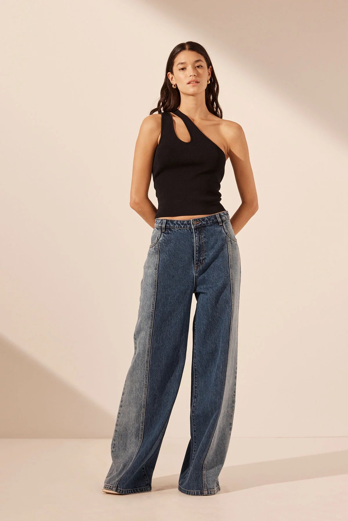 Contrast Wide Leg Jean