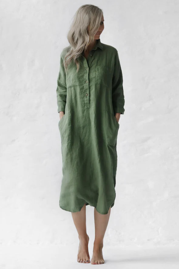 Shirt Dress with pockets Olive