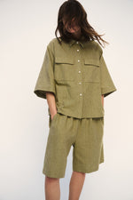Textured Weave Shorts - Green Fleck