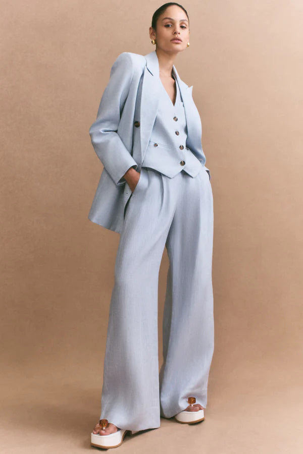 Tailored Wide Leg Pant - Ice Blue