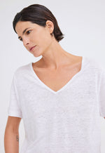 Andy Linen V-neck Tee - White