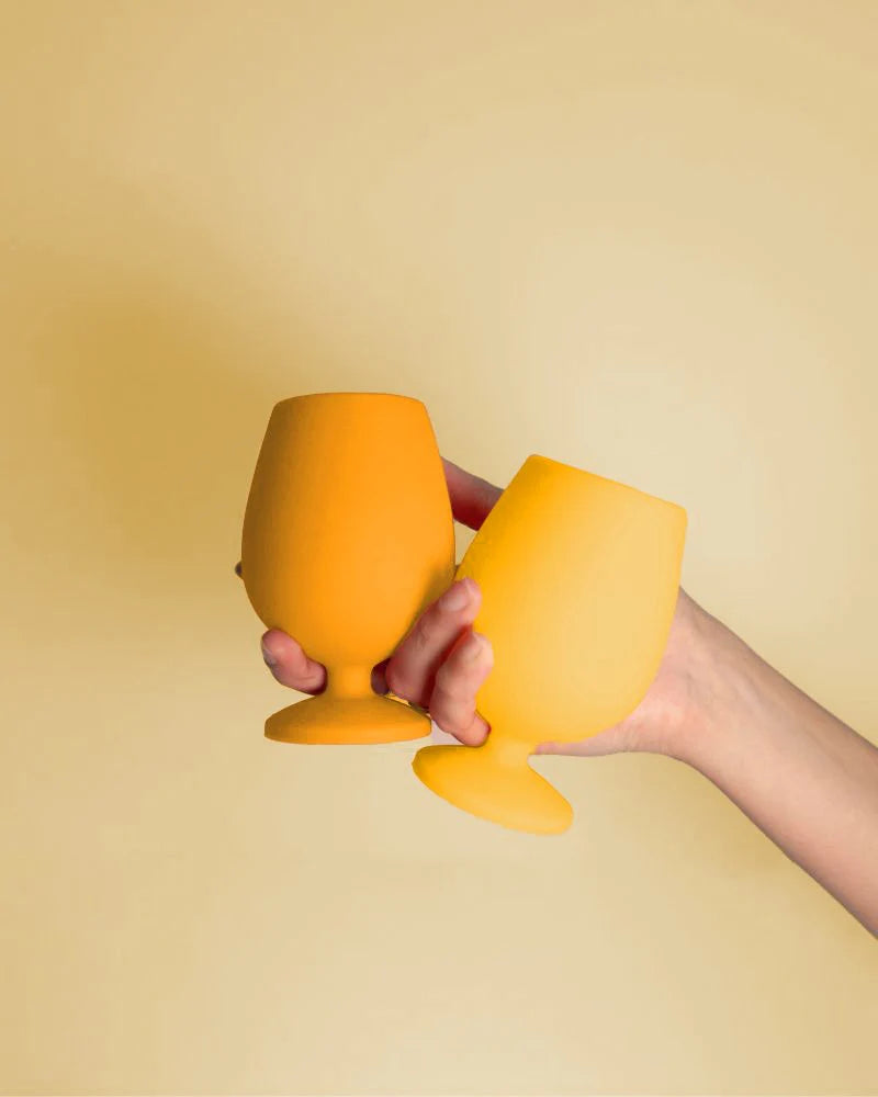 buttermilk + sunflower | stemm | silicone unbreakable wine glasses