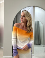 Maxine Off Shoulder Long Sleeve Top - Ombre Sunrise